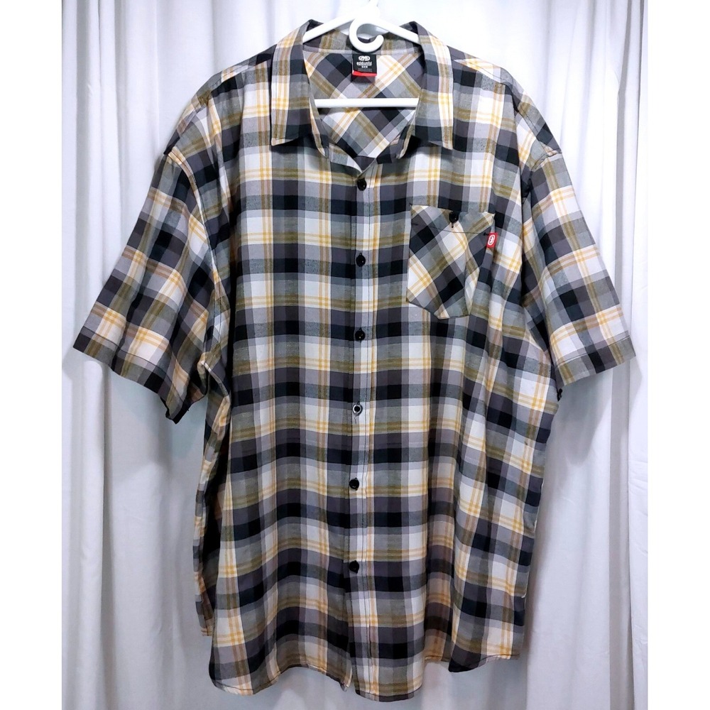 Ecko Unltd Shirt Mens 5XB‎ Plaid Button Up Pocket Casual Streetwear Big & Tall